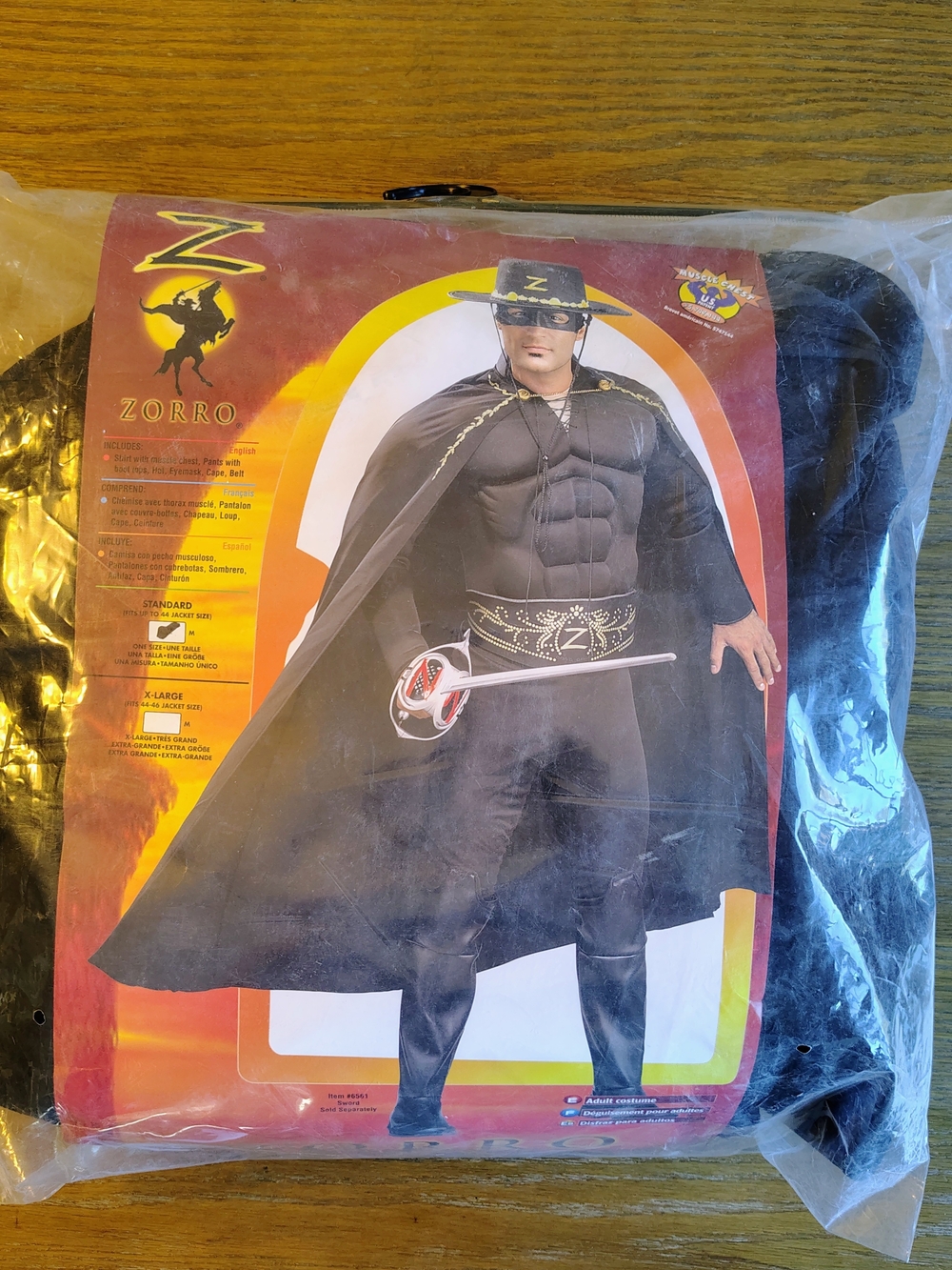NWT Rubies Disney Zorro Deluxe Muscle Chest Adult Costume Men's Size Standard